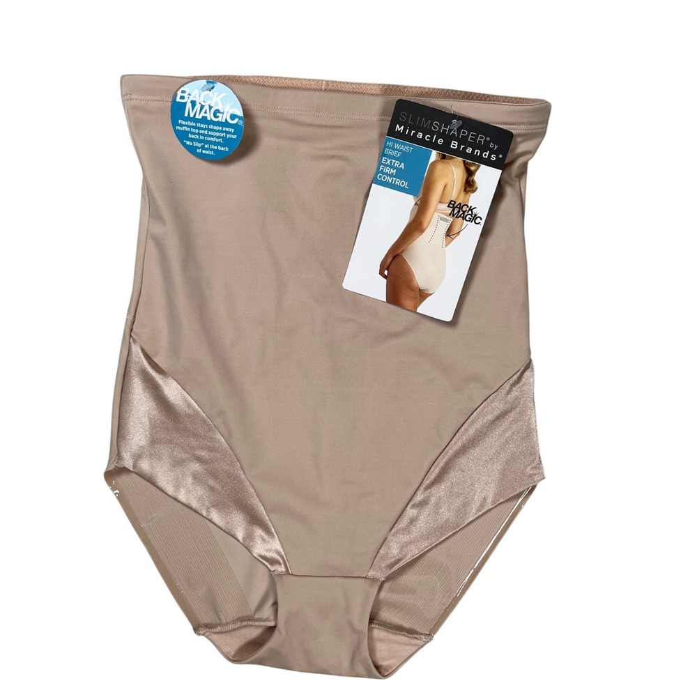 New Slimshaper by Miracle Brands Shapewear Women M Nude High Waist Brief NWT